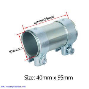 Соединитель выхлопной трубы 40 мм x 95 мм для тяжелых условий эксплуатации с трубным хомутом